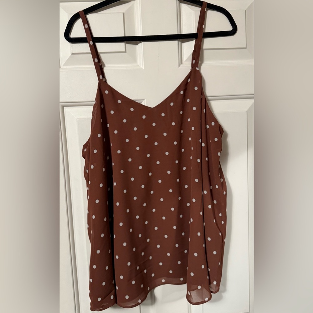 Brown Polka Dot Sleeveless Top